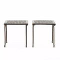 Mckinley Set of 2 Cast Aluminum Patio End Tables - Copper - Christopher Knight Home: Weather-Resistant, Square Shape