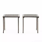 Mckinley Set of 2 Cast Aluminum Patio End Tables - Copper - Christopher Knight Home: Weather-Resistant, Square Shape