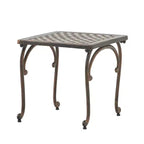 Mckinley Lot de 2 tables d'appoint de patio en aluminium moulé - Cuivre - Christopher Knight Home : Résistant aux intempéries, Forme carrée