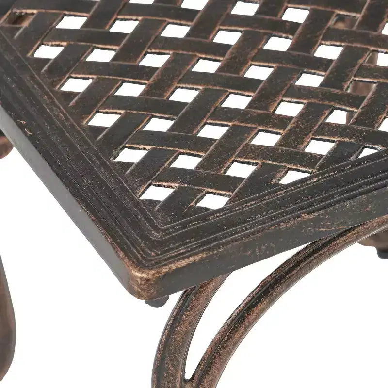 Mckinley Lot de 2 tables d'appoint de patio en aluminium moulé - Cuivre - Christopher Knight Home : Résistant aux intempéries, Forme carrée