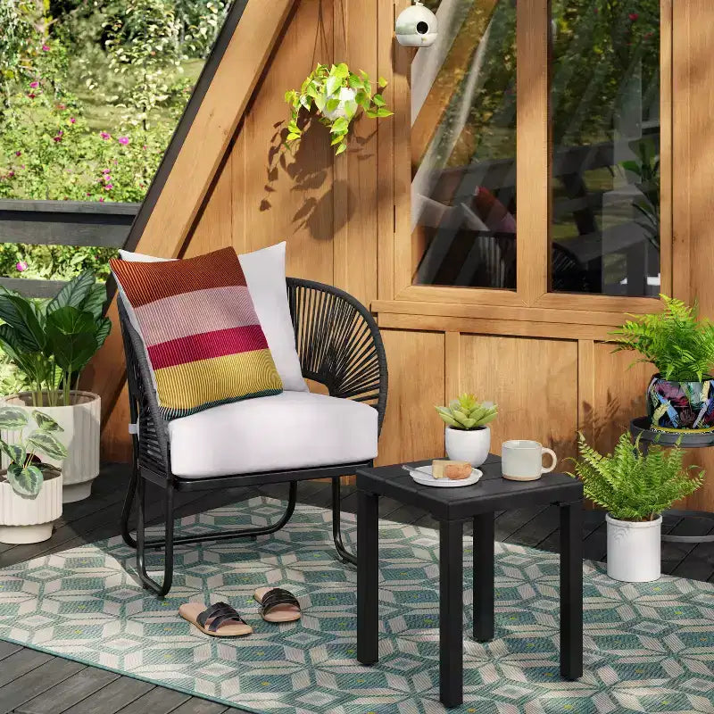 Tavolino d'appoggio da patio con doghe finte in faggio nero - Threshold™