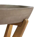 Tavolino da Esterno Yukon - Teak/Grigio Chiaro - Christopher Knight Home: Struttura in Legno di Acacia, Piano Rotondo in Cemento