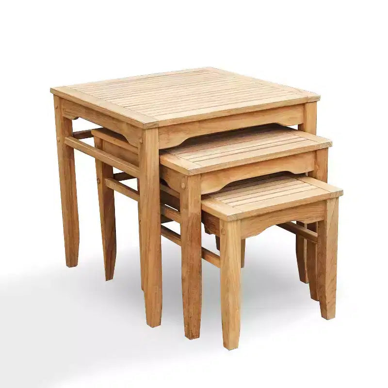 Sonoma Lane Channing 3pc Teak Nesting Table Set - Weather-Resistant, Durable Patio Accent Set