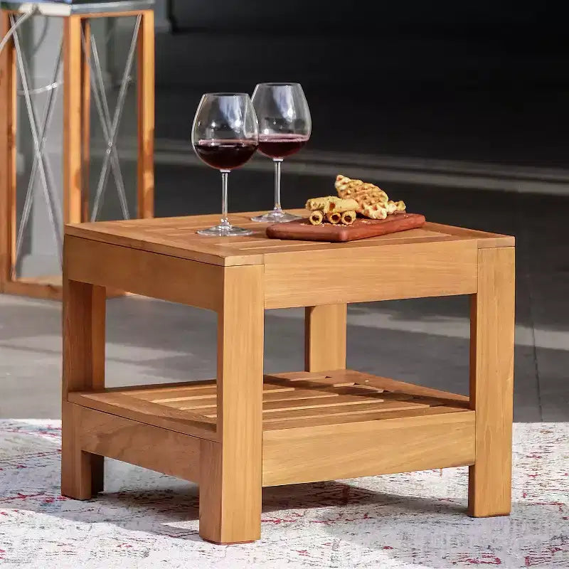 Sonoma Lane Portland Teak Wood Outdoor Side Table – Weather-Resistant