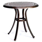 Cast Aluminum Patio Round Dining Table - Bronze - WELLFOR: UV & Water-Resistant, 28" Outdoor Furniture