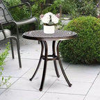 Table à manger ronde de patio en aluminium moulé - Bronze - WELLFOR: Résistant aux UV et à l'eau, mobilier d'extérieur de 71 cm
