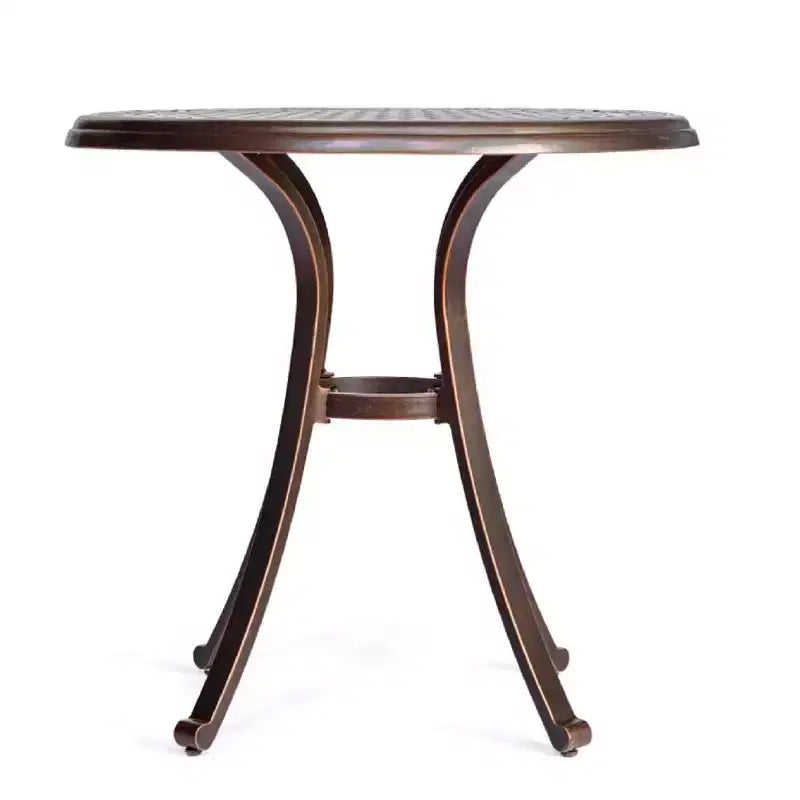 Table à manger ronde de patio en aluminium moulé - Bronze - WELLFOR: Résistant aux UV et à l'eau, mobilier d'extérieur de 71 cm