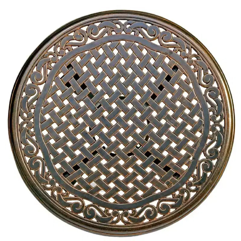 Table à manger ronde de patio en aluminium moulé - Bronze - WELLFOR: Résistant aux UV et à l'eau, mobilier d'extérieur de 71 cm