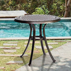 Table à manger ronde de patio en aluminium moulé - Bronze - WELLFOR: Résistant aux UV et à l'eau, mobilier d'extérieur de 71 cm