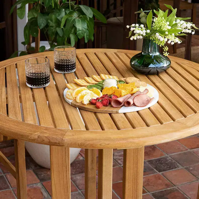 Tavolino da bistrò da esterno in teak Sonoma Lane Rockport, marrone teak – Resistente alle intemperie