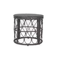 Bruce Outdoor Round Wicker Side Table Gray: Bohemian Style, Water-Resistant - Christopher Knight Home