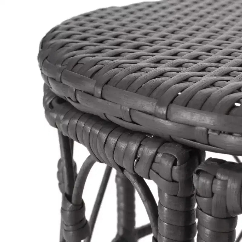 Tavolino rotondo da esterno in vimini grigio Bruce: stile bohémien, resistente all'acqua - Christopher Knight Home