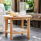 Sonoma Lane Channing Teak Outdoor Side Table – Weather-Resistant, Round Design with Shelf