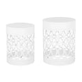 2pk Mellie Outdoor Round Iron Side Tables White - Christopher Knight Home: Elegant Cut Design, No Assembly Required