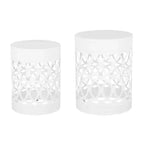 2pk Mellie Outdoor Round Iron Side Tables White - Christopher Knight Home: Elegant Cut Design, No Assembly Required
