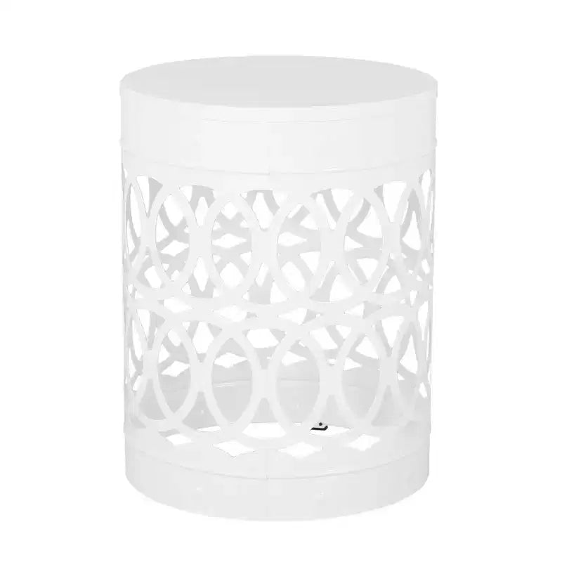 2 tavolini laterali rotondi da esterno Mellie in ferro bianco - Christopher Knight Home: Design elegante intagliato, nessun assemblaggio richiesto