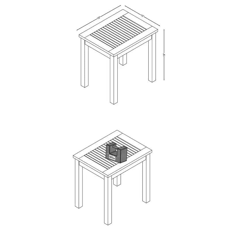 Alaterre Furniture Okemo, tavolino rettangolare da esterno resistente alle intemperie, 2 pz.