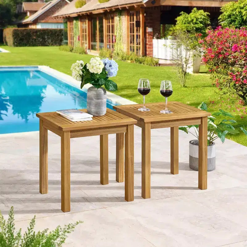 Alaterre Furniture Okemo, tavolino rettangolare da esterno resistente alle intemperie, 2 pz.