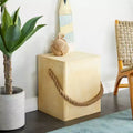 Contemporary Outdoor Accent Table - Yellow - Olivia & May: Durable Square Patio Stool, UV Resistant