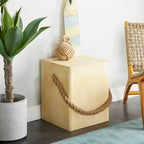 Contemporary Outdoor Accent Table - Yellow - Olivia & May: Durable Square Patio Stool, UV Resistant
