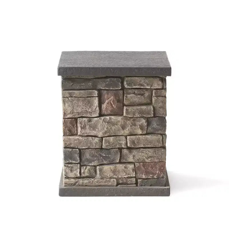 Chesney Outdoor Light Weight Concrete Square Tank Holder Side Table Stone Finish - Christopher Knight Home: Faux Stone, Rust-Resistant