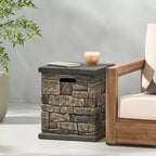 Chesney Outdoor Light Weight Concrete Square Tank Holder Tavolino in finto cemento con finitura effetto pietra - Christopher Knight Home: Finto cemento, Antiruggine