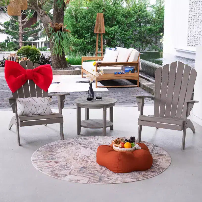 Table d'appoint d'extérieur ronde Sonoma Lane Channing en teck avec étagère, gris patiné - Table d'appoint de terrasse résistante aux intempéries