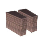 Sunsitt Outdoor Steel Wicker Glass Side Table Brown