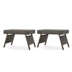 Christopher Knight Home 2pc Thira Outdoor Wicker and Aluminum Folding Side Table Mixed Mocha