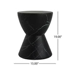 Christopher Knight Home Urkta Table d'appoint en béton léger en forme de sablier, marbre noir