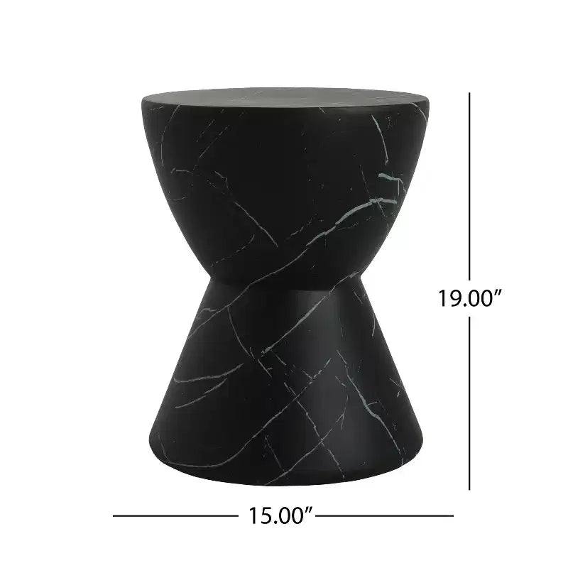 Christopher Knight Home Urkta Table d'appoint en béton léger en forme de sablier, marbre noir
