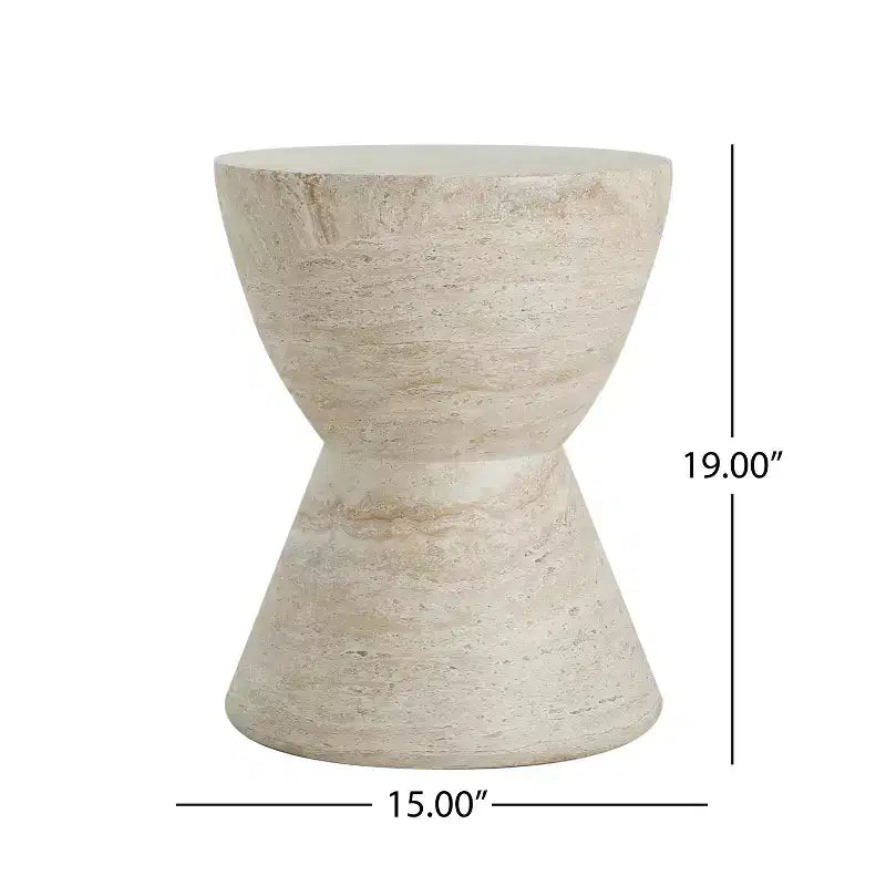 Christopher Knight Home Urkta Table d'appoint en béton léger en forme de sablier, Travertin