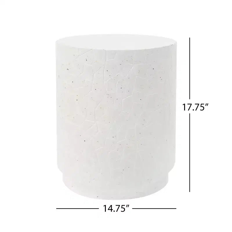 Christopher Knight Home Tavolino Cilindrico in Cemento Leggero Lorien, Bianco