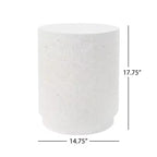 Christopher Knight Home Tavolino Cilindrico in Cemento Leggero Lorien, Bianco