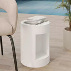 LeisureMod Tavolino rotondo, 43 cm, in Fiberstone con vano a giorno e finitura verniciata, per interni/esterni, nessun assemblaggio richiesto, Collezione Nook