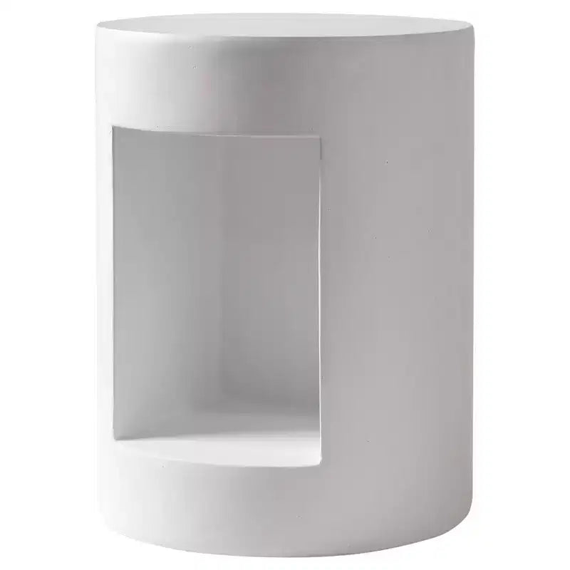 LeisureMod Tavolino rotondo, 43 cm, in Fiberstone con vano a giorno e finitura verniciata, per interni/esterni, nessun assemblaggio richiesto, Collezione Nook