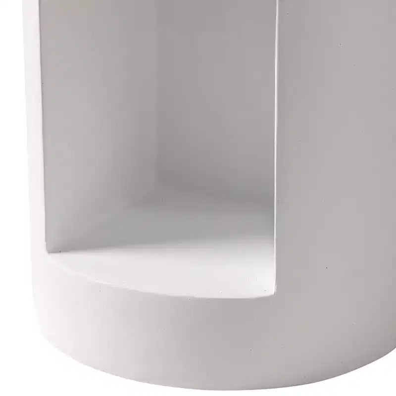 LeisureMod Tavolino rotondo, 43 cm, in Fiberstone con vano a giorno e finitura verniciata, per interni/esterni, nessun assemblaggio richiesto, Collezione Nook