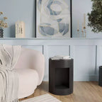 LeisureMod Tavolino rotondo, 43 cm, in Fiberstone con vano a giorno e finitura verniciata, per interni/esterni, nessun assemblaggio richiesto, Collezione Nook