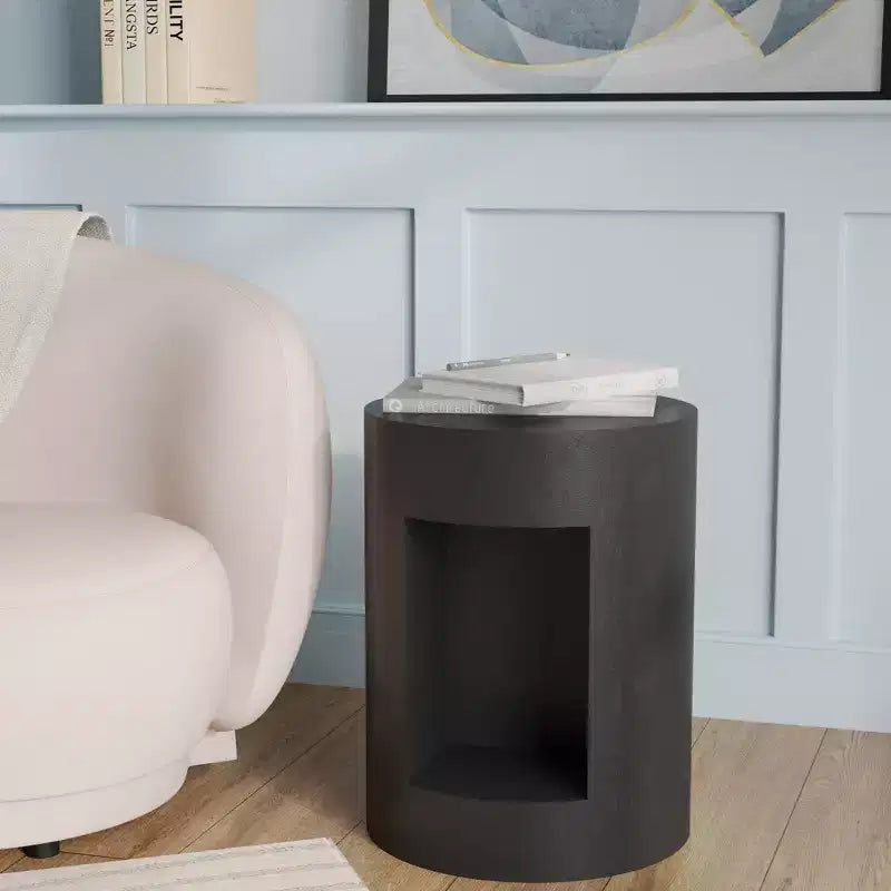 LeisureMod Tavolino rotondo, 43 cm, in Fiberstone con vano a giorno e finitura verniciata, per interni/esterni, nessun assemblaggio richiesto, Collezione Nook