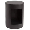 LeisureMod 17 Wide Round Side Table in Fiberstone with Open Storage and Painted Finish, Indoor/Outdoor Use, No Assembly, Nook Collection