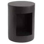 LeisureMod 17 Wide Round Side Table in Fiberstone with Open Storage and Painted Finish, Indoor/Outdoor Use, No Assembly, Nook Collection