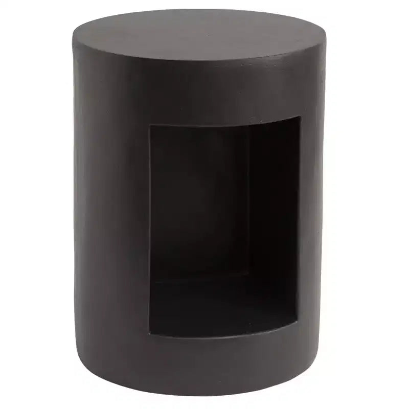 LeisureMod 17 Wide Round Side Table in Fiberstone with Open Storage and Painted Finish, Indoor/Outdoor Use, No Assembly, Nook Collection