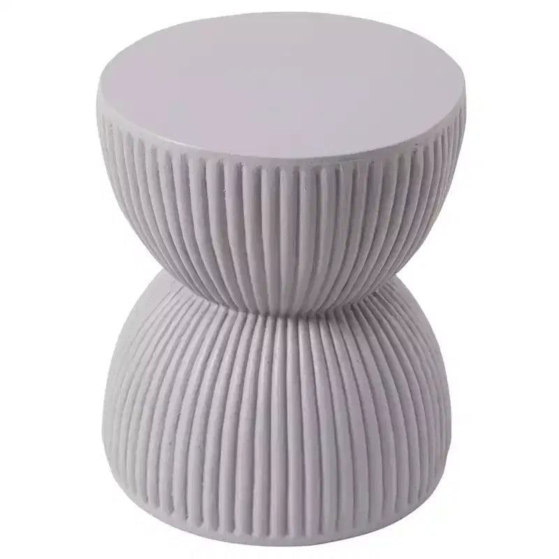 LeisureMod Table d'appoint de 38 cm de large en fibre de pierre avec design sablier, aucun assemblage requis, pour utilisation intérieure et extérieure, collection Spire