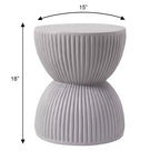 LeisureMod Table d'appoint de 38 cm de large en fibre de pierre avec design sablier, aucun assemblage requis, pour utilisation intérieure et extérieure, collection Spire