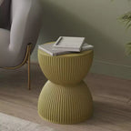 LeisureMod Table d'appoint de 38 cm de large en fibre de pierre avec design sablier, aucun assemblage requis, pour utilisation intérieure et extérieure, collection Spire