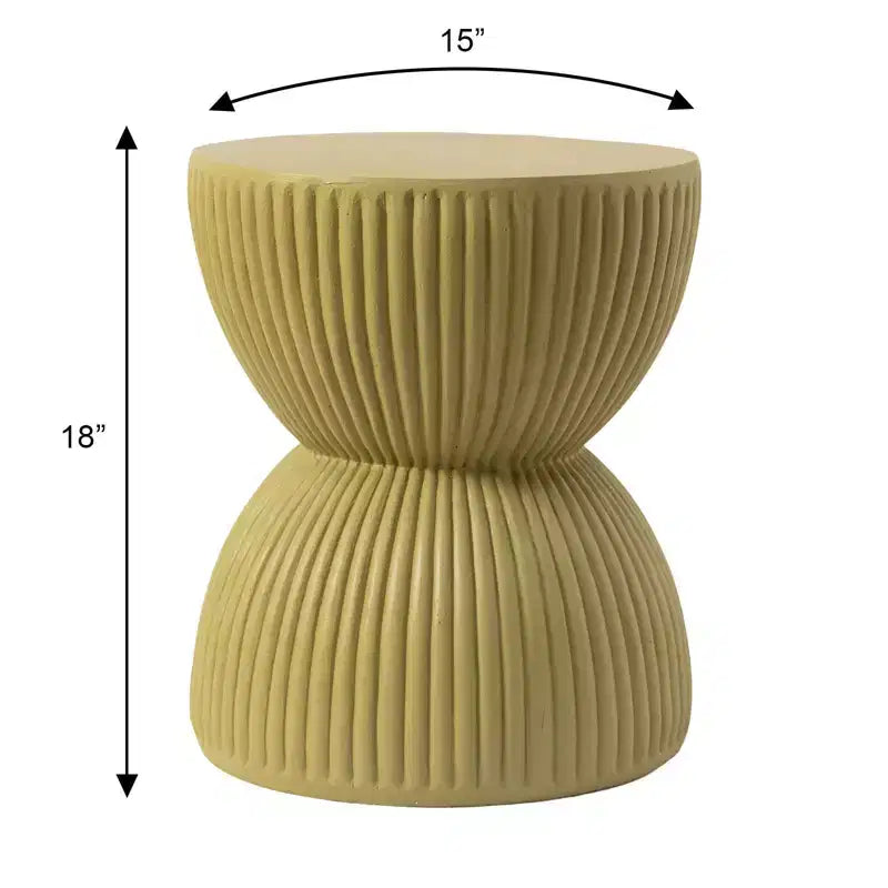 LeisureMod Table d'appoint de 38 cm de large en fibre de pierre avec design sablier, aucun assemblage requis, pour utilisation intérieure et extérieure, collection Spire