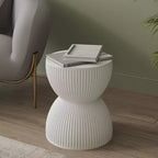 LeisureMod Table d'appoint de 38 cm de large en fibre de pierre avec design sablier, aucun assemblage requis, pour utilisation intérieure et extérieure, collection Spire