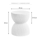 LeisureMod Table d'appoint de 38 cm de large en fibre de pierre avec design sablier, aucun assemblage requis, pour utilisation intérieure et extérieure, collection Spire