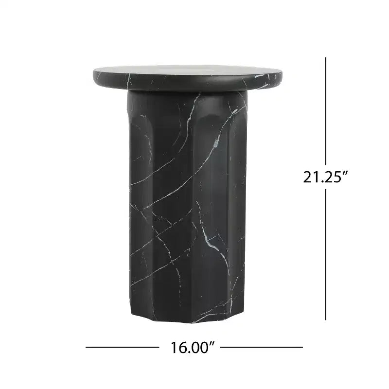 Table d'appoint d'extérieur moderne en béton léger Kennedy par Christopher Knight Home, Noir/Marbre