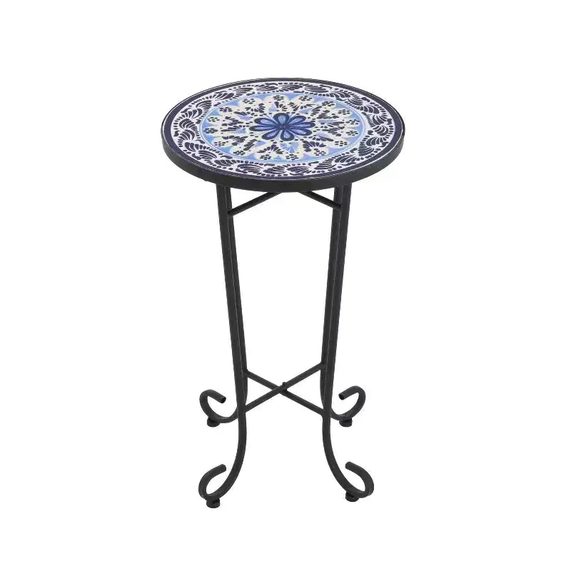 Table d'appoint Christopher Knight Home Ellie en fer et céramique pour terrasse